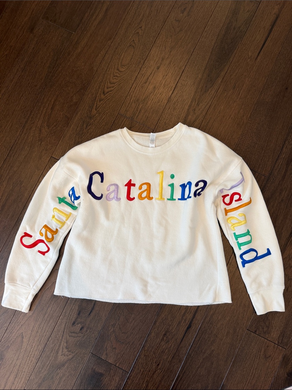 Nice Santa Catalina Island Rainbow Letter Sweatshirt White Size Small - C4-112
